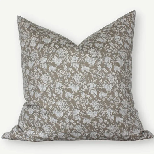 Olive Floral Brown Throw Pillow