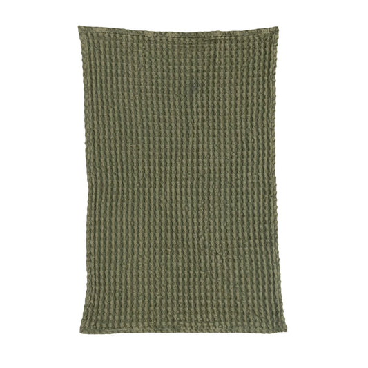 Stonewashed Green Cotton Waffle Weave Towel