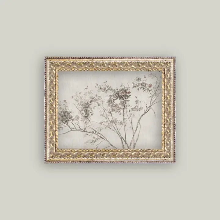 Rose Bush Framed Antique Art