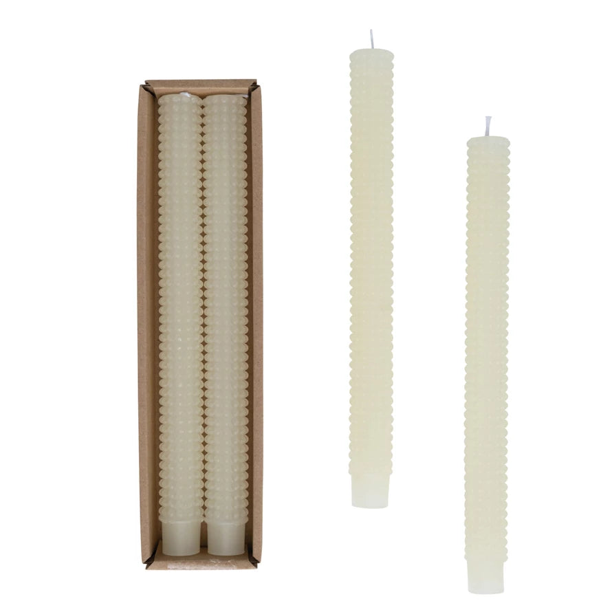 Cream Hobnail Taper Candles