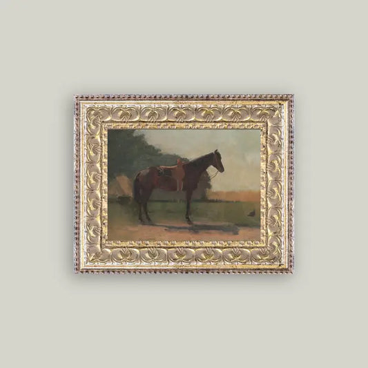 Saddled Horse Framed Antique Art