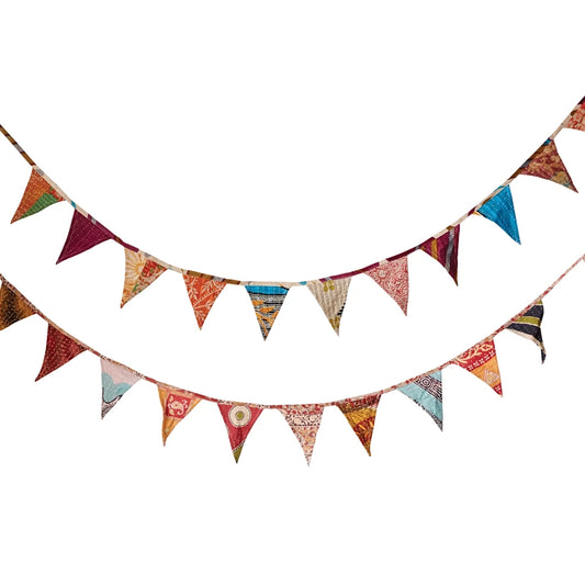 Vintage Cotton Kantha Quilt Pennant Garland