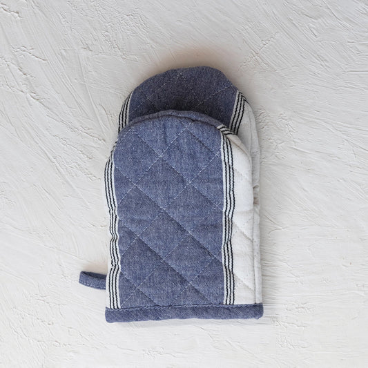 Blue & White Cotton Oven Mitt