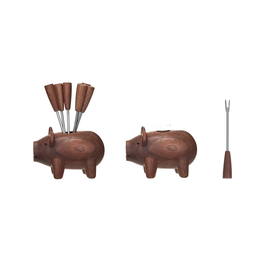 Pig Holder & Appetizer Forks