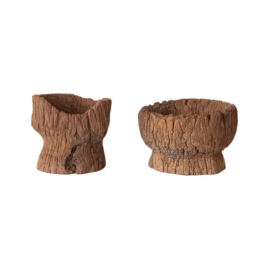 Found Carved Wood Mortar Bowl