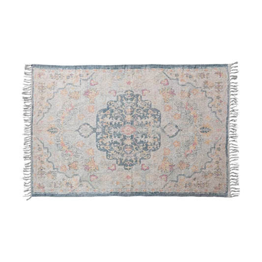 Cotton Chenille Distressed Print Rug