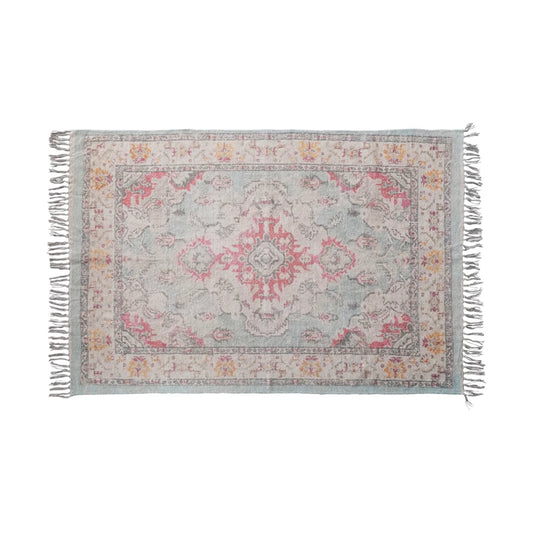 Cotton Chenille Distressed Print Rug