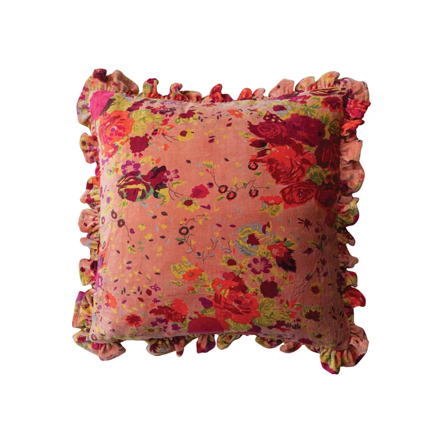 Cotton Velvet Floral Pillow