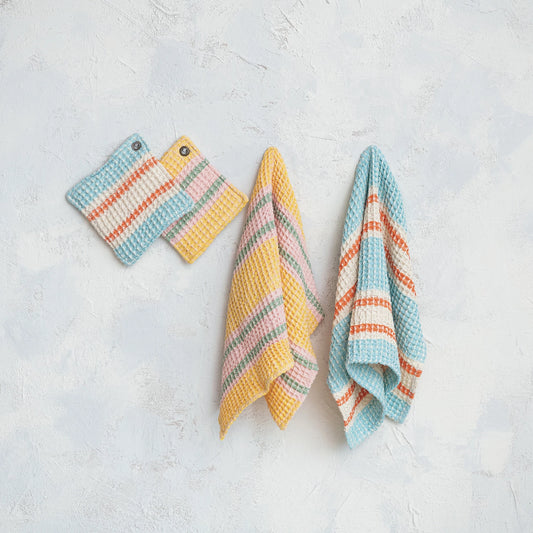 Stripe Cotton Waffle Weave Tea Towel