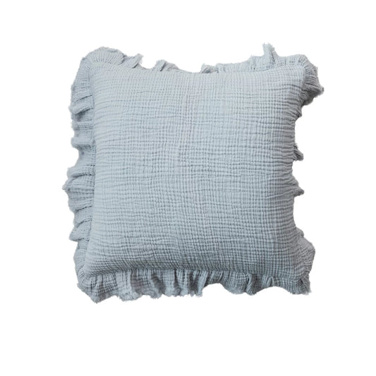 Light Blue Ruffle Edge Pillow