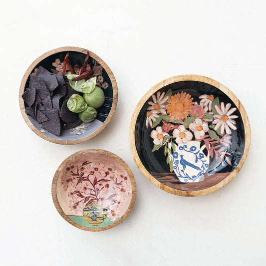 Enameled Floral Bowls