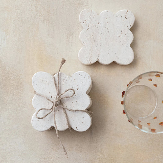 Scalloped Travertine Coasters