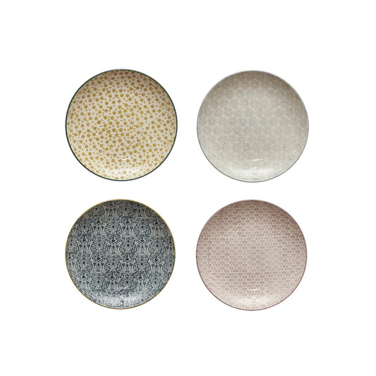 Hand-Stamped Stoneware Plates