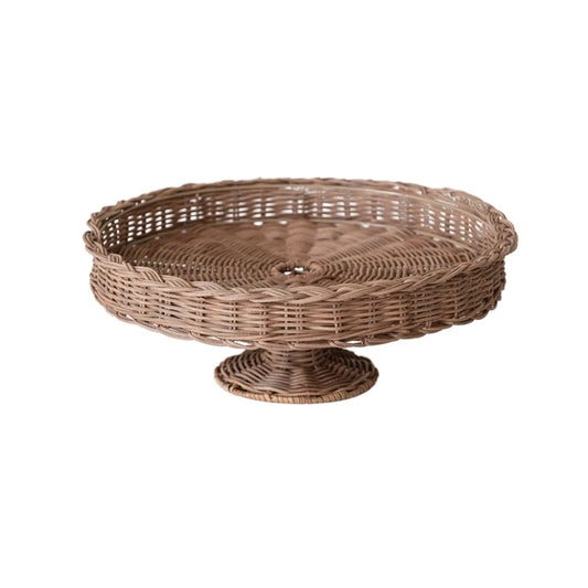 Decorative Hand-Woven Rattan Pedestal