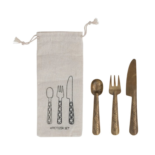 Hand-Forged Brass Appetizer Utensils