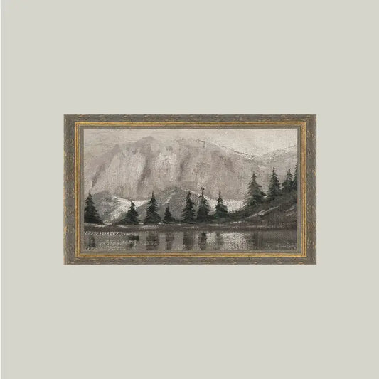 Muted Pine and Lake Framed Print