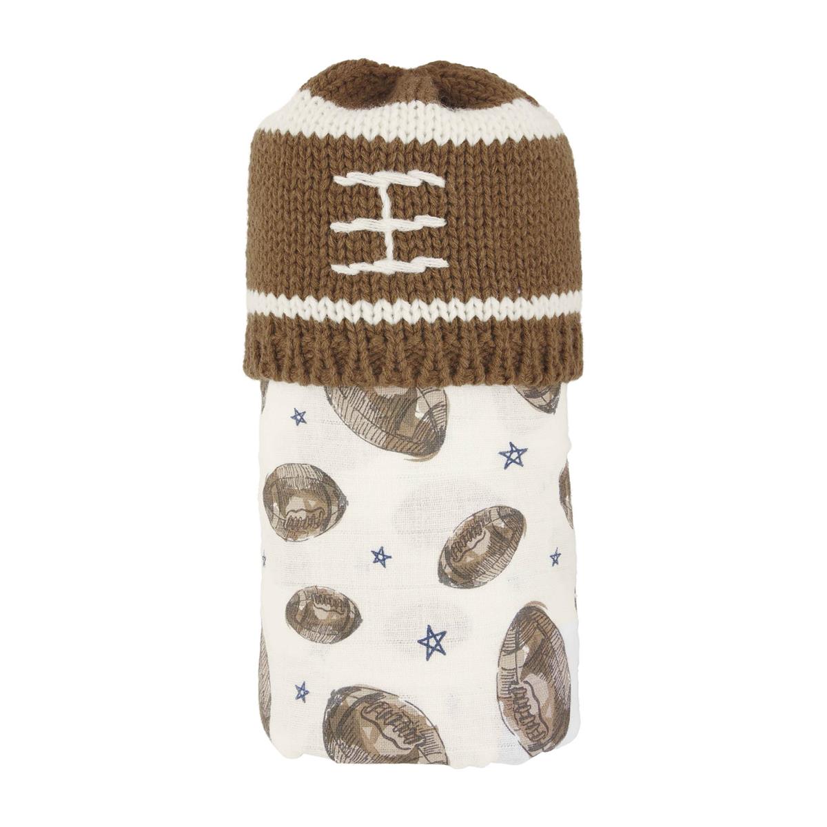 Football Swaddle & Hat Set