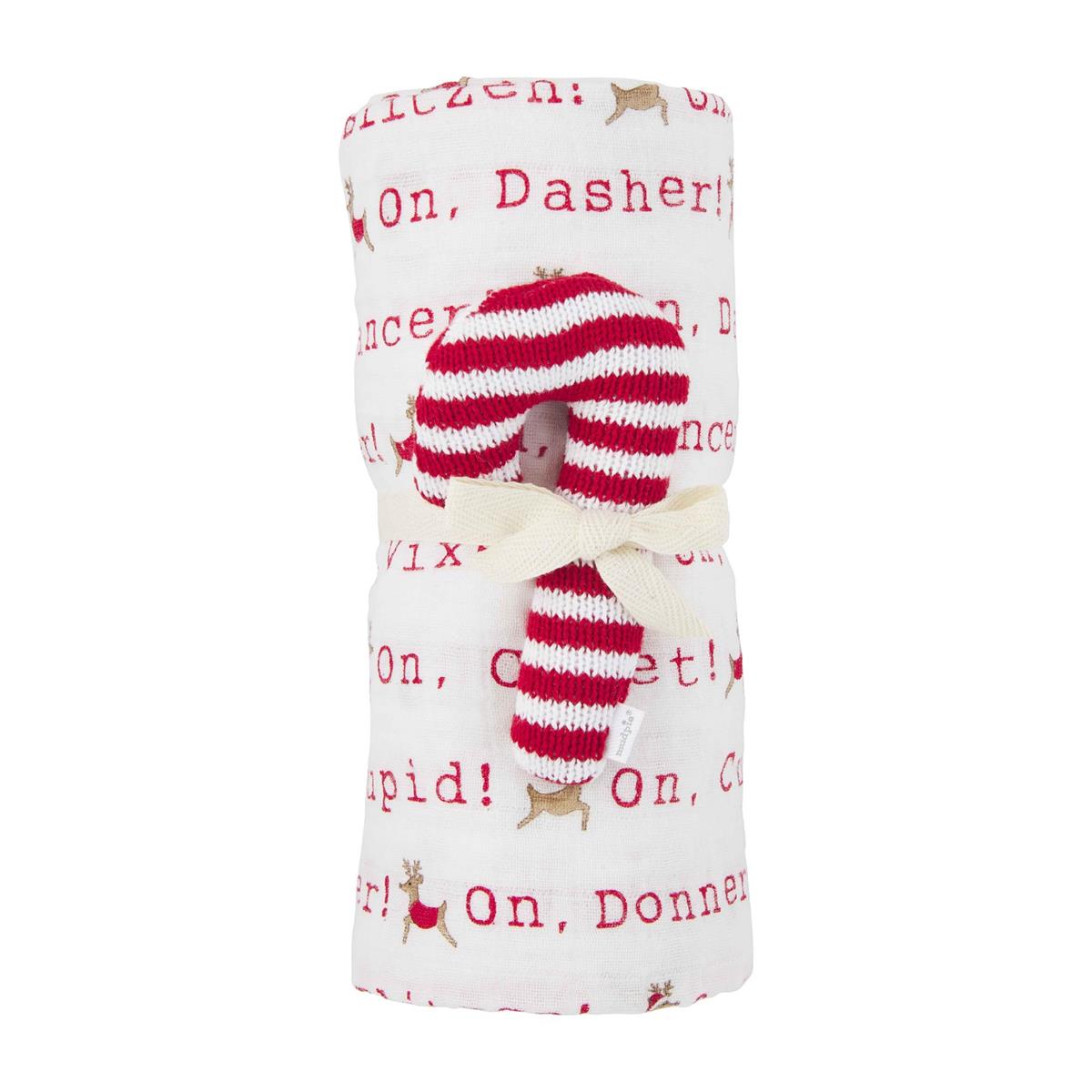 Candy Cane Rattle & Swaddle Set