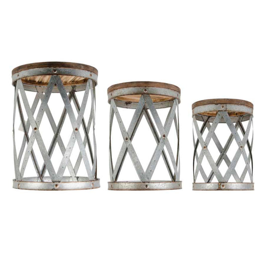 Round Metal Tables w/ Wood Tops