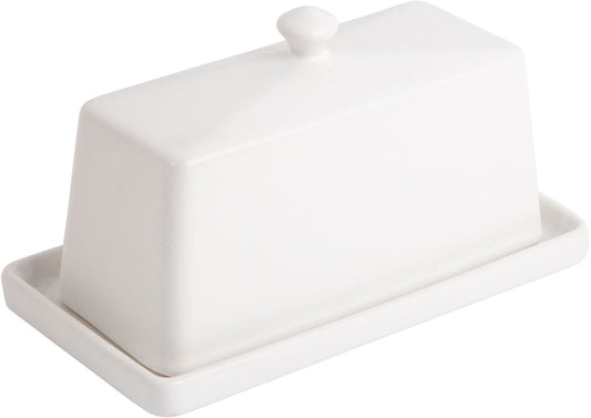 WHITE MATTE SQUARE COVERED BUTTER DISH