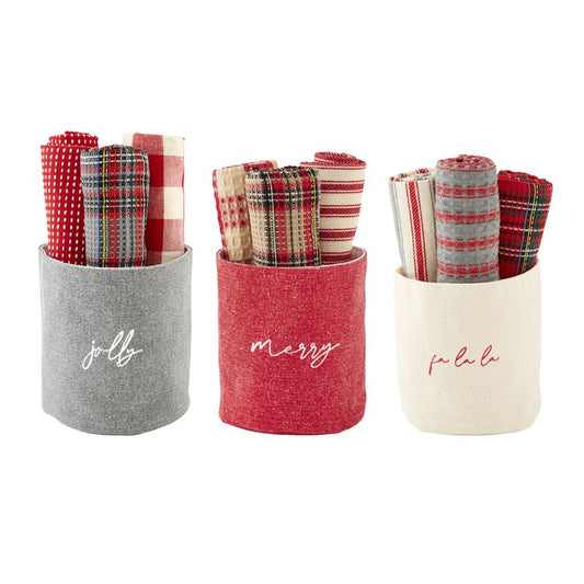 Tartan Towel Bucket Set