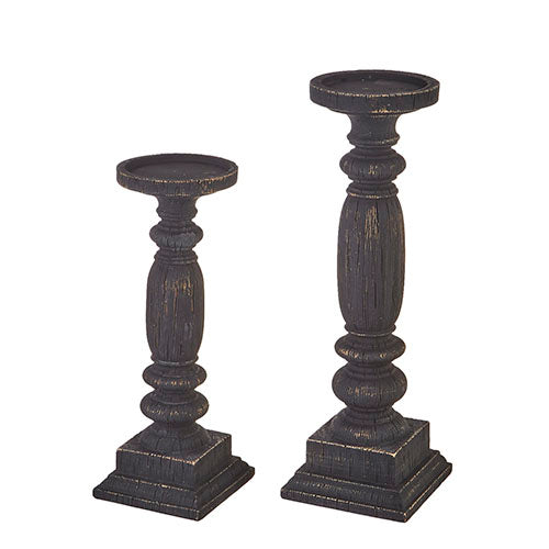 Black Wood Candle Holders