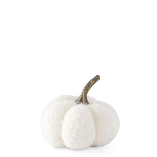 Fuzzy White Knit Pumpkin