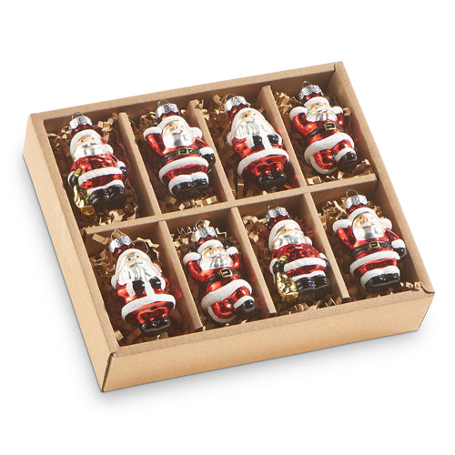 Mini Vintage Santa Ornament Set