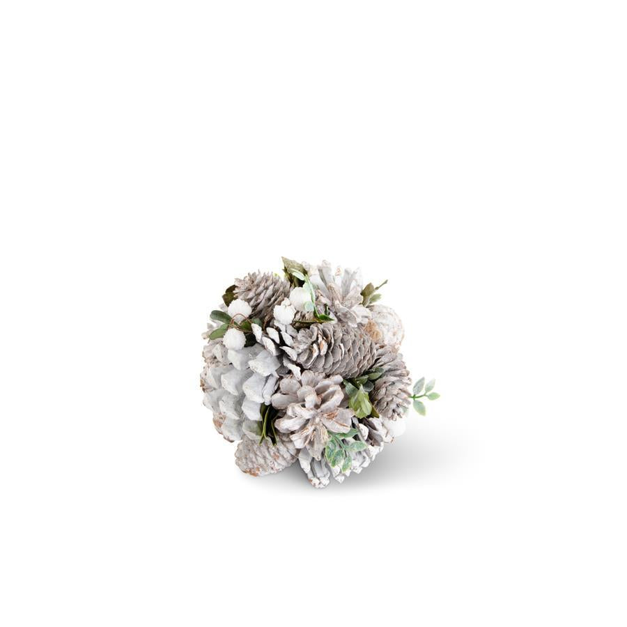 Whitewash Pine Cone/Greenery Ball