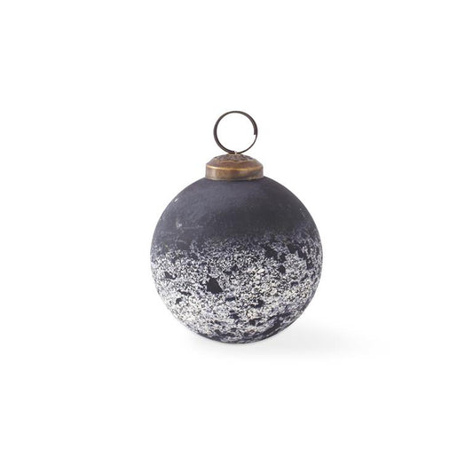 Black and White Speckles Glass Ornament