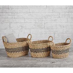 Black Stripe Oval Basket dnr