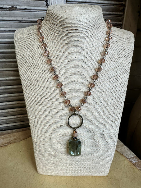 Blushing Olive Crystal Necklace