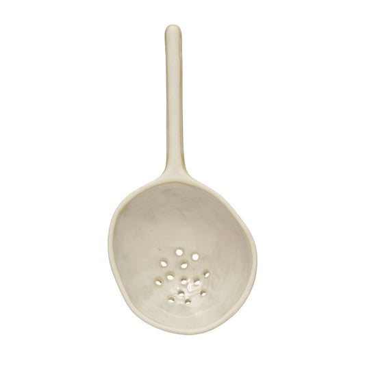 Glazed Stoneware Strainer Spoon