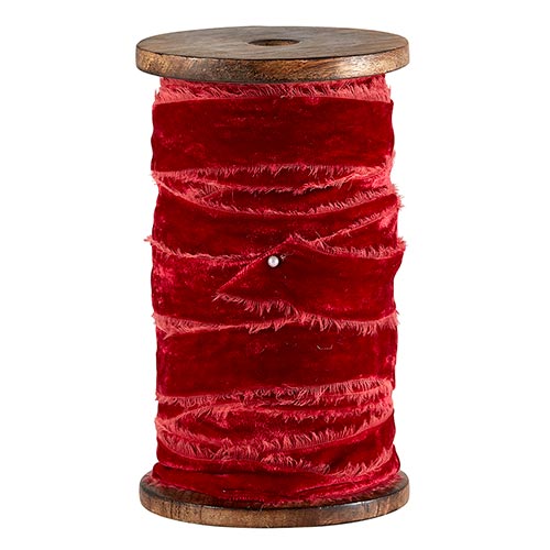 Red Frayed Velvet Ribbon