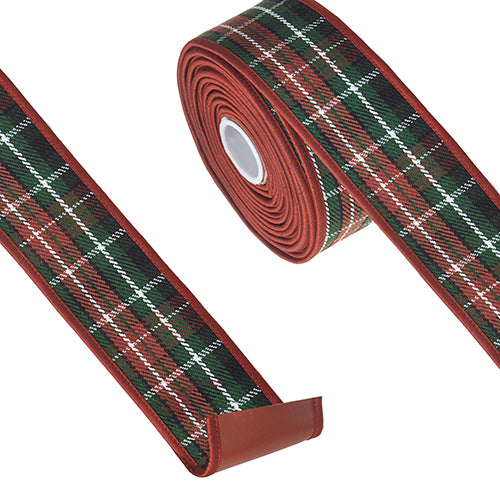 Plaid & Faux Leather Wired Ribbon