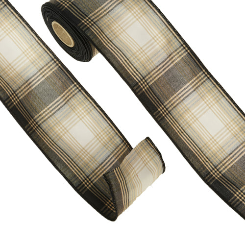 Brown Plaid Wired Ribbon