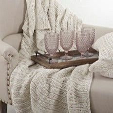 Ivory Knitted Throw Blanket