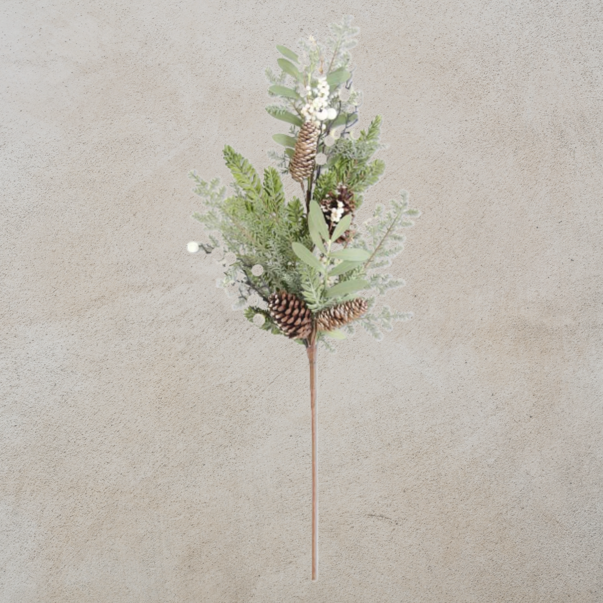 Mixed Pine Branch w/Pinecones Leaves & White Berries