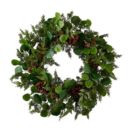 Iced Mixed Greenery Wreath