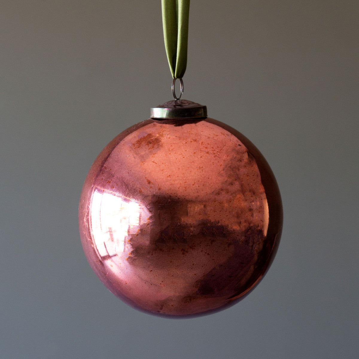 Extra Large Antique Shiny Rose Glass Ball Ornament