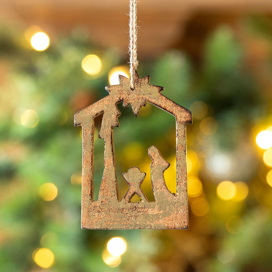 Wooden Carved Nativity Ornament