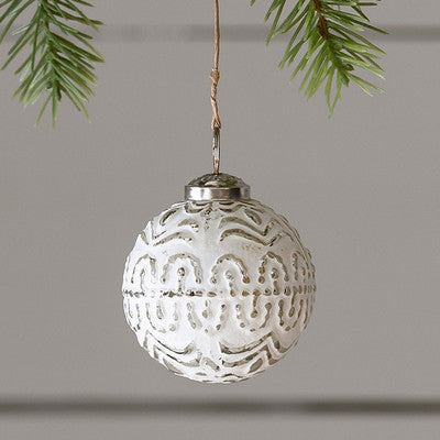 St Lucia Embossed Glass Ball Ornament