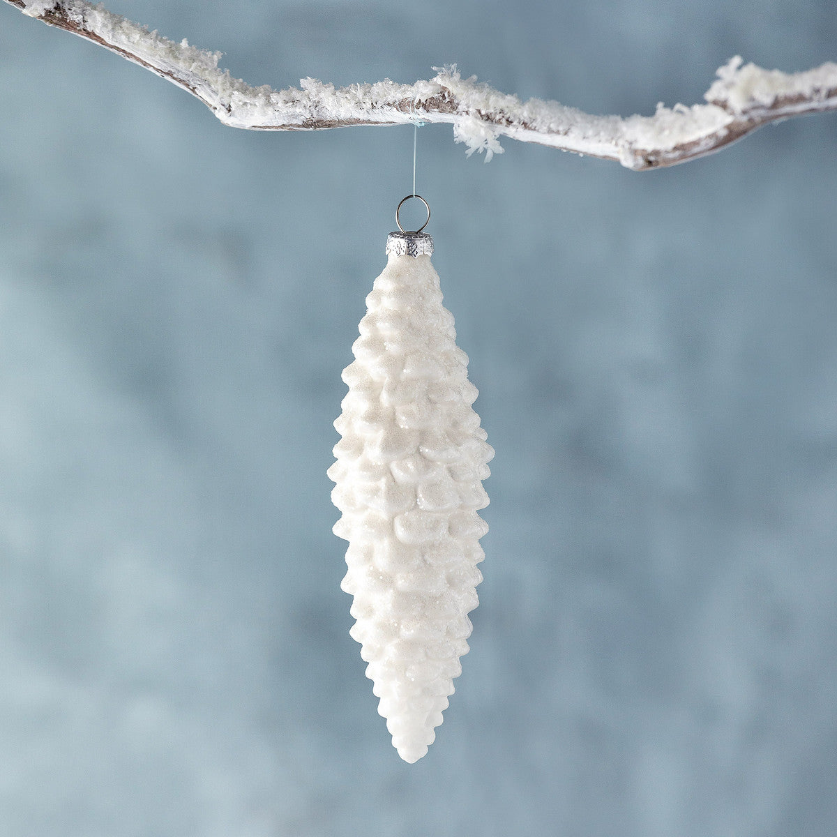 Frosted White Pine Cone Ornament