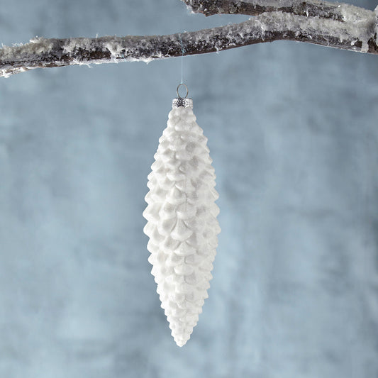 Small Frosted White Pine Cone Ornament *Discontinued*