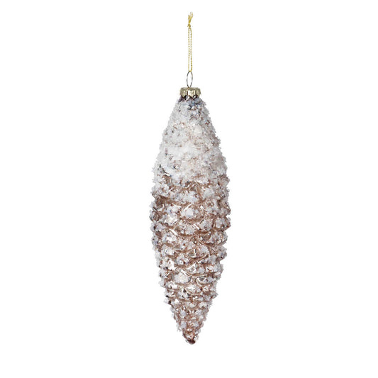 Large Frosted Brown Pine Cone Ornament