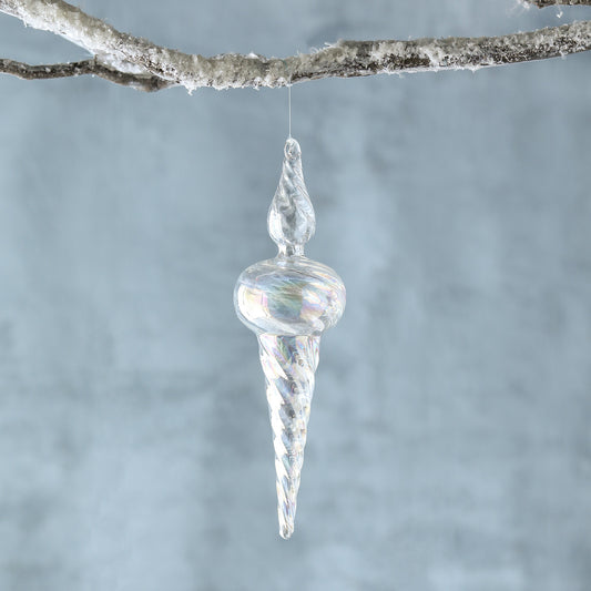 Icy Crystal Swirl Glass Ornament