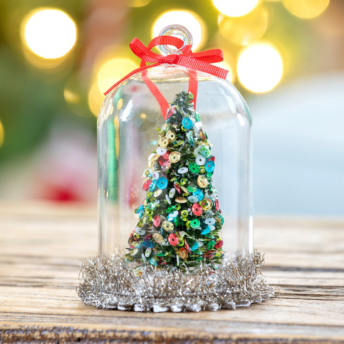 Vintage Sisal Tree in Glass Dome Ornament