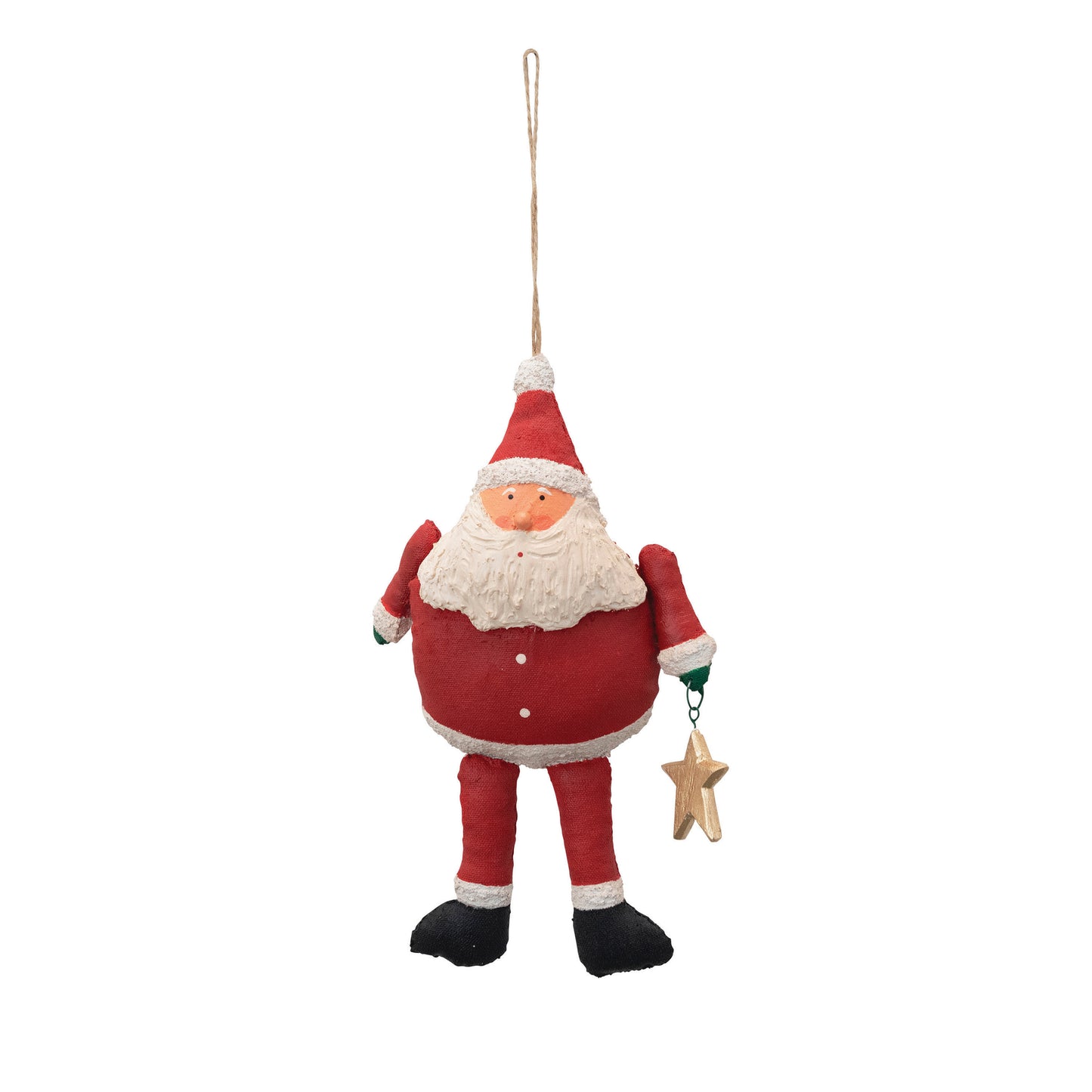 Hand Painted Canvas Santa Ornament