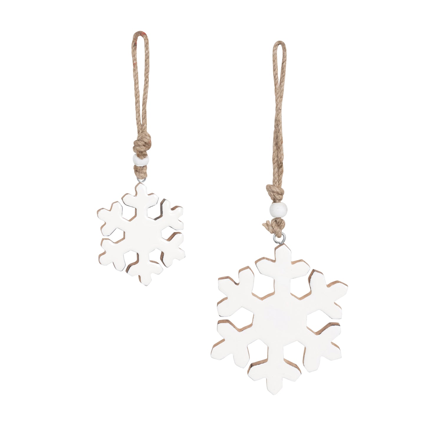 Enameled Wood Snowflake Ornaments