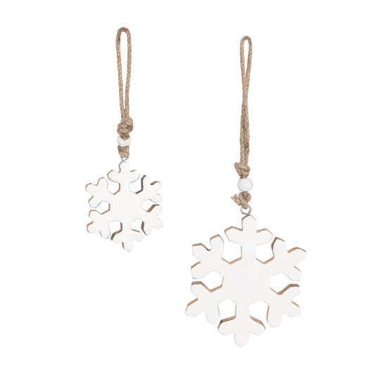 Enameled Wood Snowflake Ornaments